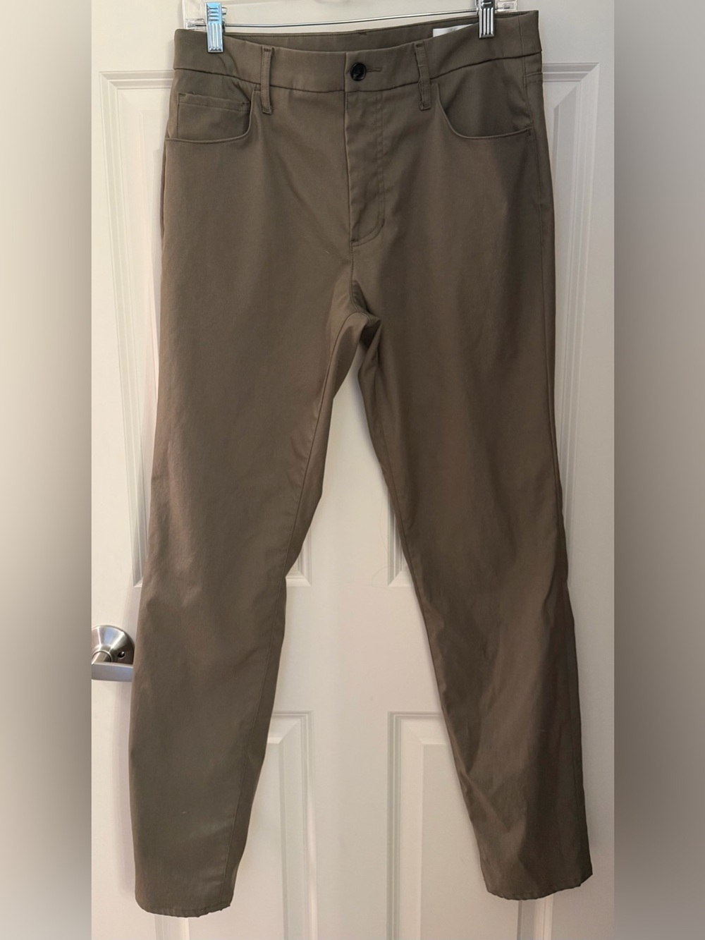 7 For All Mankind Men’s Stretch Slim/Straight Performance Pants, Green, 32x32
